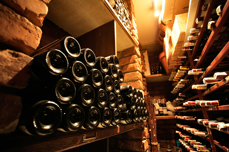 Wine cellar in small french restaurant